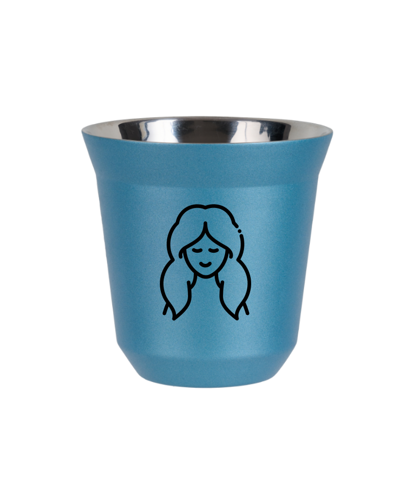 Tasse 240 ml BLEU CLAIR MÉTALLIQUE "Vierge (noir)" Tasse 240 ml BLEU CLAIR MÉTALLIQUE "Vierge (noir)"