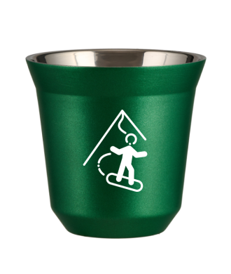 Tasse 80 ml VERT MÉTALLIQUE "Snowboard (blanc)" Tasse 80 ml VERT MÉTALLIQUE "Snowboard (blanc)"