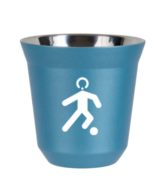 Tasse 240 ml BLEU CLAIR MÉTALLIQUE "Football (blanc)" Tasse 240 ml BLEU CLAIR MÉTALLIQUE "Football (blanc)"