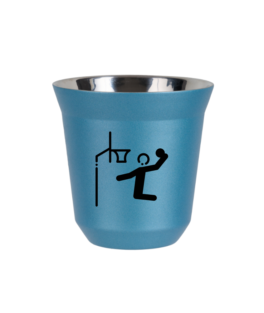 Tasse 240 ml BLEU CLAIR MÉTALLIQUE "Basket-ball (noir)" Tasse 240 ml BLEU CLAIR MÉTALLIQUE "Basket-ball (noir)"