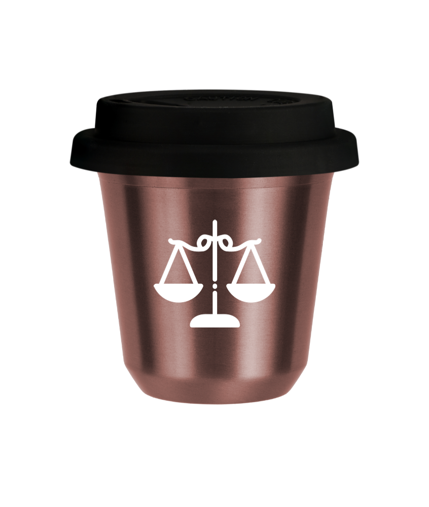 Tasse 240 ml OR ROSE "Balance (blanc)", avec couvercle noir