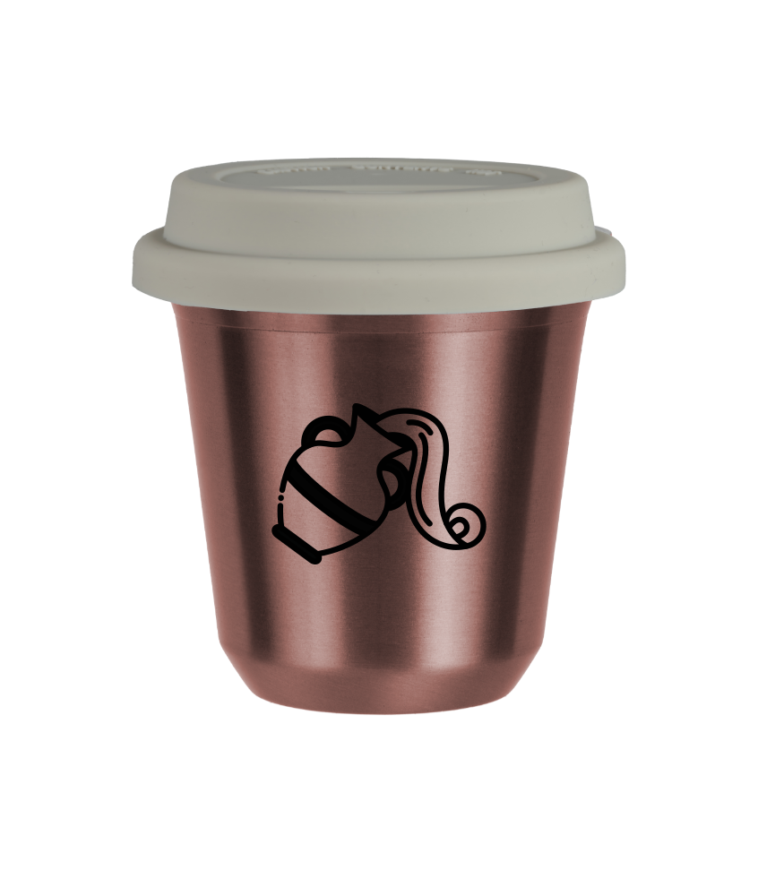 Tasse 240 ml OR ROSE "Verseau", avec couvercle blanc Tasse 240 ml OR ROSE "Verseau", avec couvercle blanc