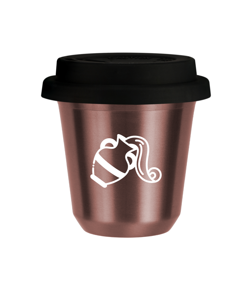 Tasse 240 ml OR ROSE "Verseau (blanc)", avec couvercle noir Tasse 240 ml OR ROSE "Verseau (blanc)", avec couvercle noir