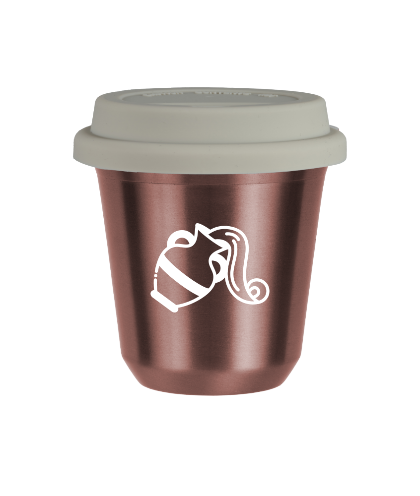 Tasse 240 ml OR ROSE "Verseau (blanc)", avec couvercle blanc Tasse 240 ml OR ROSE "Verseau (blanc)", avec couvercle blanc