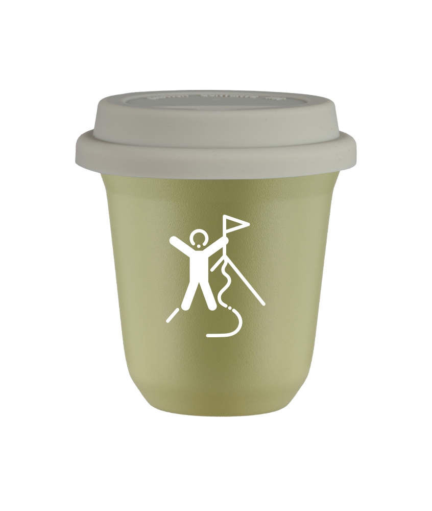 Tasse 80 ml PISTACHE "Escalade 1 (blanc)", avec couvercle blanc