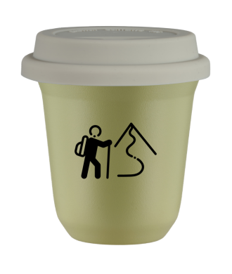 Tasse 80 ml PISTACHE "Escalade 2", avec couvercle blanc Tasse 80 ml PISTACHE "Escalade 2", avec couvercle blanc