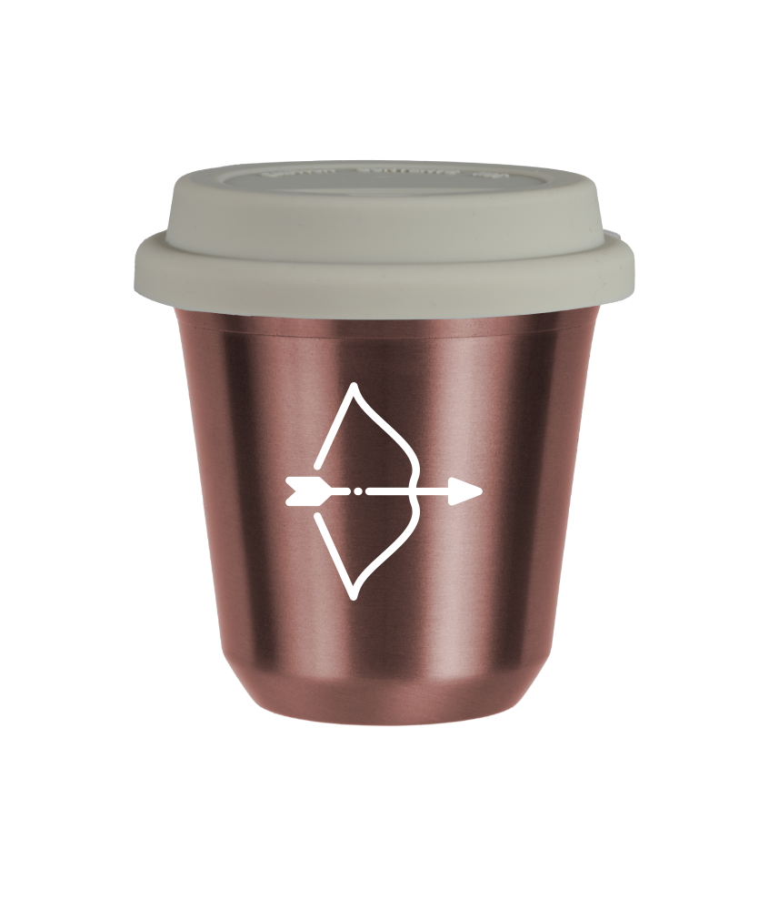 Tasse 240 ml OR ROSE "Sagittaire (blanc)", avec couvercle blanc Tasse 240 ml OR ROSE "Sagittaire (blanc)", avec couvercle blanc