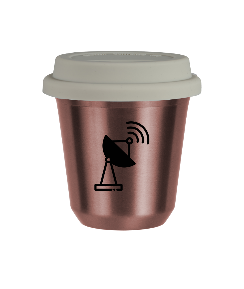 Tasse 240 ml OR ROSE "Antenne (noir)", avec couvercle blanc Tasse 240 ml OR ROSE "Antenne (noir)", avec couvercle blanc