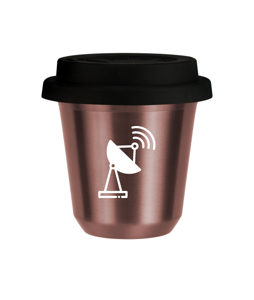 Tasse 240 ml OR ROSE "Antenne (blanc)", avec couvercle noir Tasse 240 ml OR ROSE "Antenne (blanc)", avec couvercle noir
