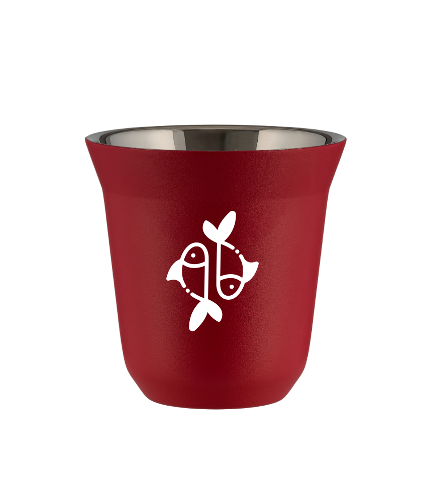 Tasse 240 ml ROUGE "Poissons (blanc)" Tasse 240 ml ROUGE "Poissons (blanc)"