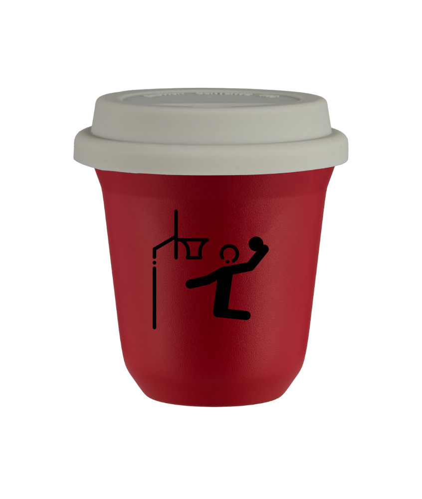 Tasse 240 ml ROUGE "Basket-ball", avec couvercle blanc Tasse 240 ml ROUGE "Basket-ball", avec couvercle blanc
