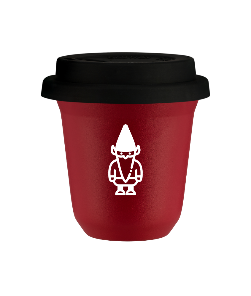 Tasse 240 ml ROUGE "Nain 2 (blanc)", avec couvercle noir Tasse 240 ml ROUGE "Nain 2 (blanc)", avec couvercle noir