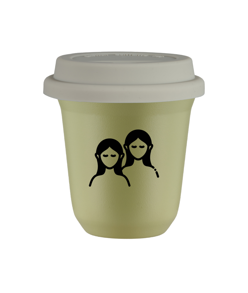 Tasse 240 ml PISTACHE "Gémeaux (noir)", avec couvercle blanc Tasse 240 ml PISTACHE "Gémeaux (noir)", avec couvercle blanc