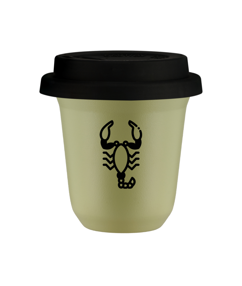 Tasse 240 ml PISTACHE "Scorpion", avec couvercle noir Tasse 240 ml PISTACHE "Scorpion", avec couvercle noir