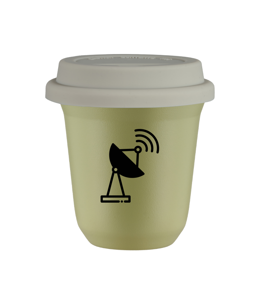 Tasse 240 ml PISTACHE "Antenne (noir)", avec couvercle blanc Tasse 240 ml PISTACHE "Antenne (noir)", avec couvercle blanc