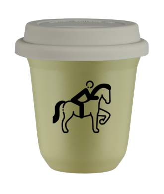 Tasse 80 ml PISTACHE "Équitation 2", avec couvercle blanc Tasse 80 ml PISTACHE "Équitation 2", avec couvercle blanc