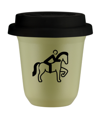 Tasse 80 ml PISTACHE "Équitation 2 (noir)", avec couvercle noir Tasse 80 ml PISTACHE "Équitation 2 (noir)", avec couvercle noir