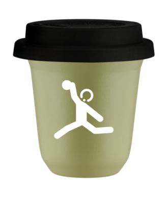 Tasse 240 ml PISTACHE "Lancer du disque (blanc)", avec couvercle noir Tasse 240 ml PISTACHE "Lancer du disque (blanc)", avec couvercle noir