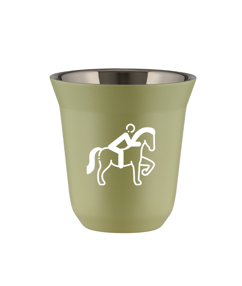 Tasse 80 ml PISTACHE "Équitation 2 (blanc)"