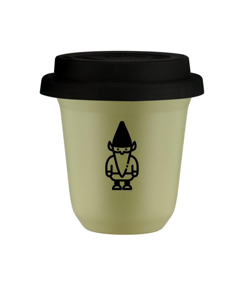Tasse 240 ml PISTACHE "Nain 2", avec couvercle noir Tasse 240 ml PISTACHE "Nain 2", avec couvercle noir