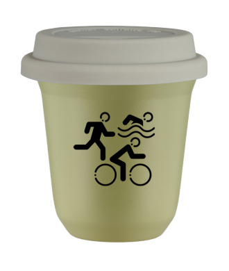 Tasse 80 ml PISTACHE "Sports (noir)", avec couvercle blanc Tasse 80 ml PISTACHE "Sports (noir)", avec couvercle blanc