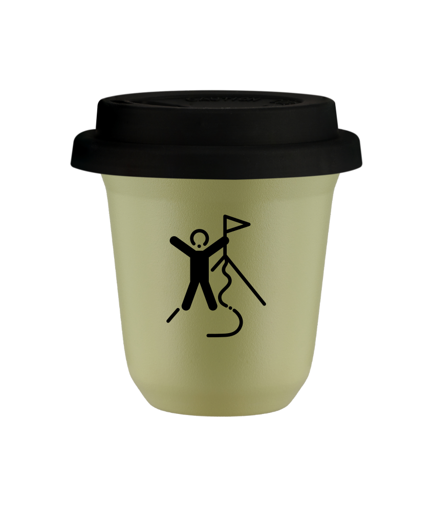 Tasse 240 ml PISTACHE "Escalade 1", avec couvercle noir Tasse 240 ml PISTACHE "Escalade 1", avec couvercle noir