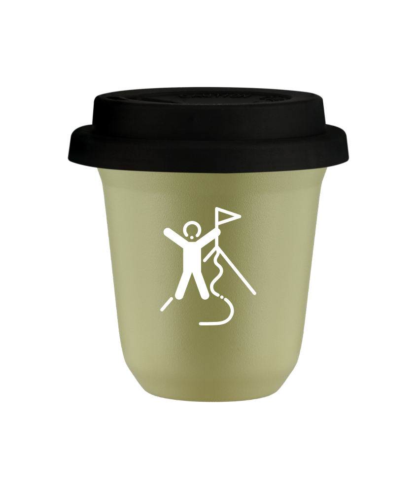 Tasse 240 ml PISTACHE "Escalade 1 (blanc)", avec couvercle noir Tasse 240 ml PISTACHE "Escalade 1 (blanc)", avec couvercle noir