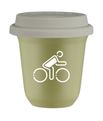 Tasse 240 ml PISTACHE "Cycliste aux couleurs polonaises (blanc)", avec couvercle blanc Tasse 240 ml PISTACHE "Cycliste aux couleurs polonaises (blanc)", avec couvercle blanc