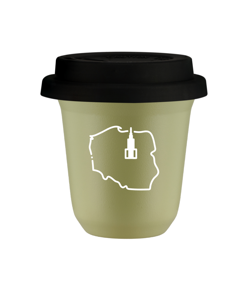 Tasse 240 ml PISTACHE "Pologne (blanc)", avec couvercle noir Tasse 240 ml PISTACHE "Pologne (blanc)", avec couvercle noir