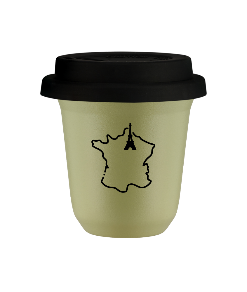 Tasse 240 ml PISTACHE "France (noir)", avec couvercle noir Tasse 240 ml PISTACHE "France (noir)", avec couvercle noir