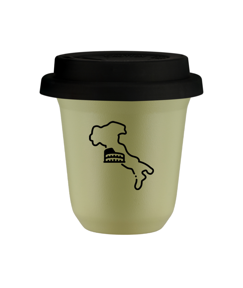 Tasse 240 ml PISTACHE "Italie", avec couvercle noir