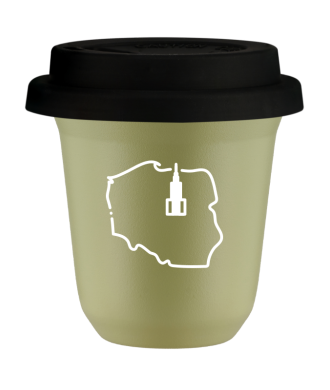 Tasse 80 ml PISTACHE "Pologne (blanc)", avec couvercle noir Tasse 80 ml PISTACHE "Pologne (blanc)", avec couvercle noir