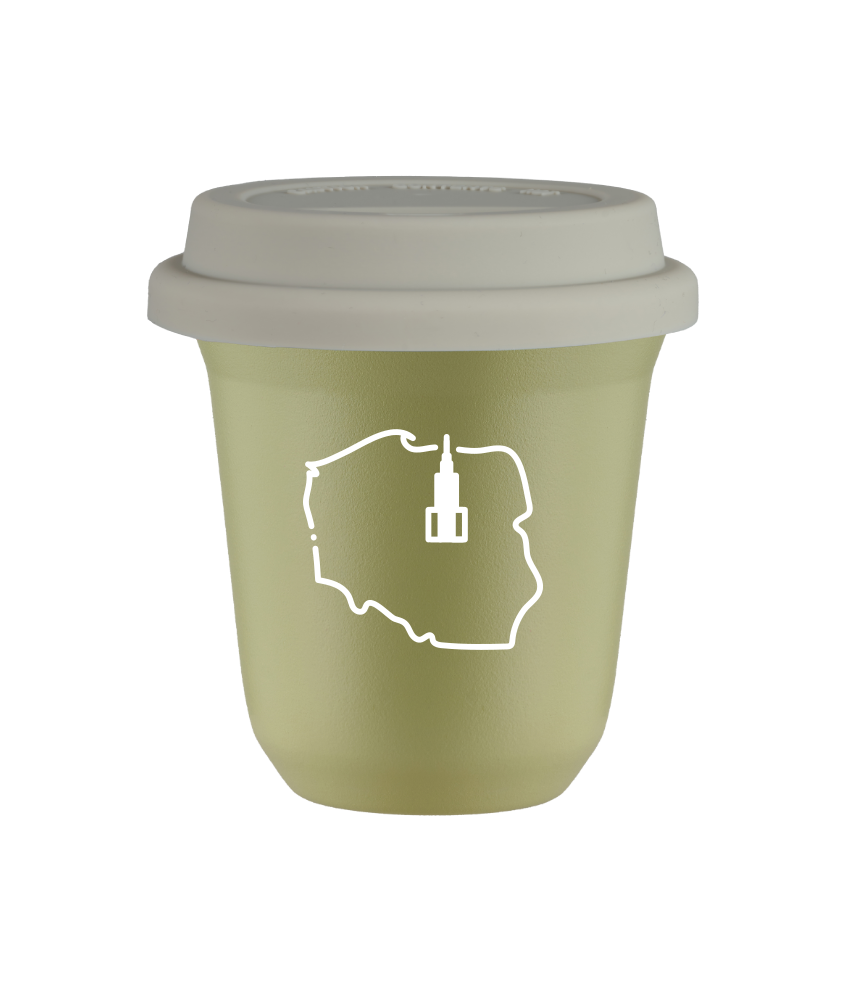 Tasse 80 ml PISTACHE "Pologne (blanc)", avec couvercle blanc