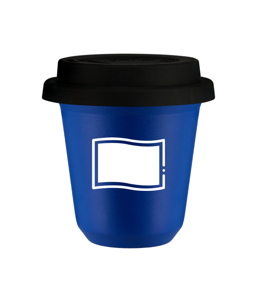 Tasse 240 ml BLEU "Drapeau polonais (blanc)", avec couvercle noir Tasse 240 ml BLEU "Drapeau polonais (blanc)", avec couvercle noir