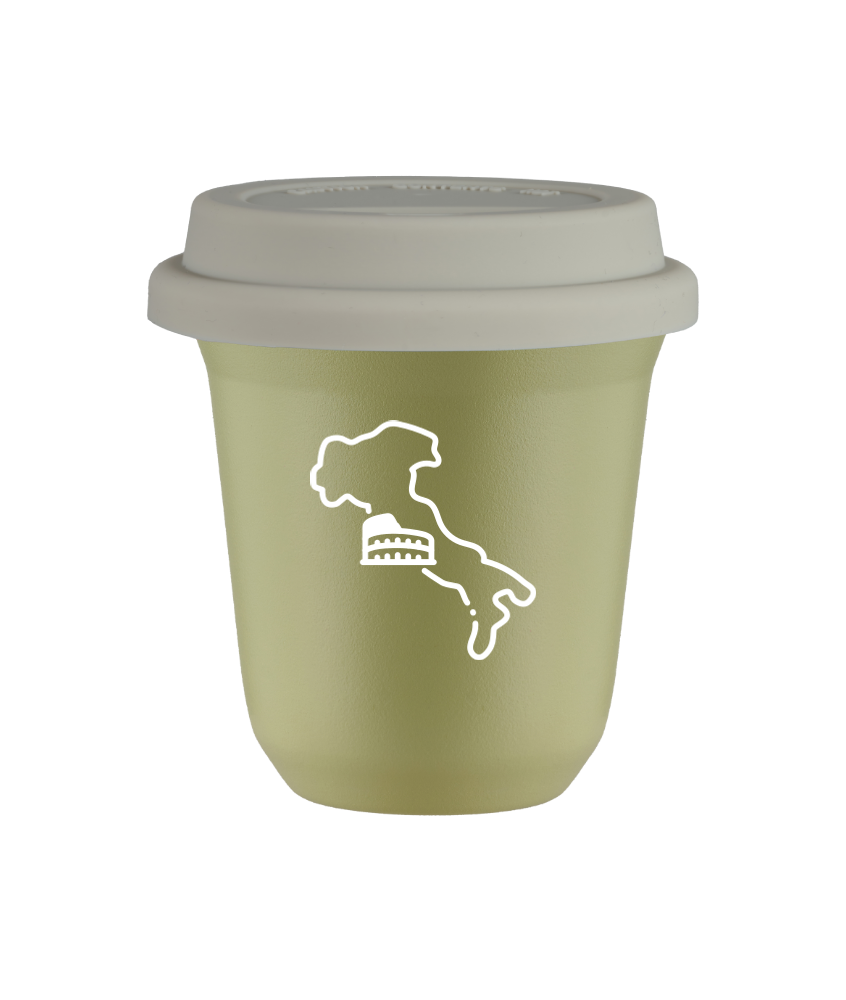 Tasse 80 ml PISTACHE "Italie (blanc)", avec couvercle blanc