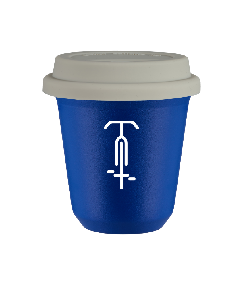 Tasse 240 ml BLEU "Cyclisme 1 (blanc)", avec couvercle blanc Tasse 240 ml BLEU "Cyclisme 1 (blanc)", avec couvercle blanc