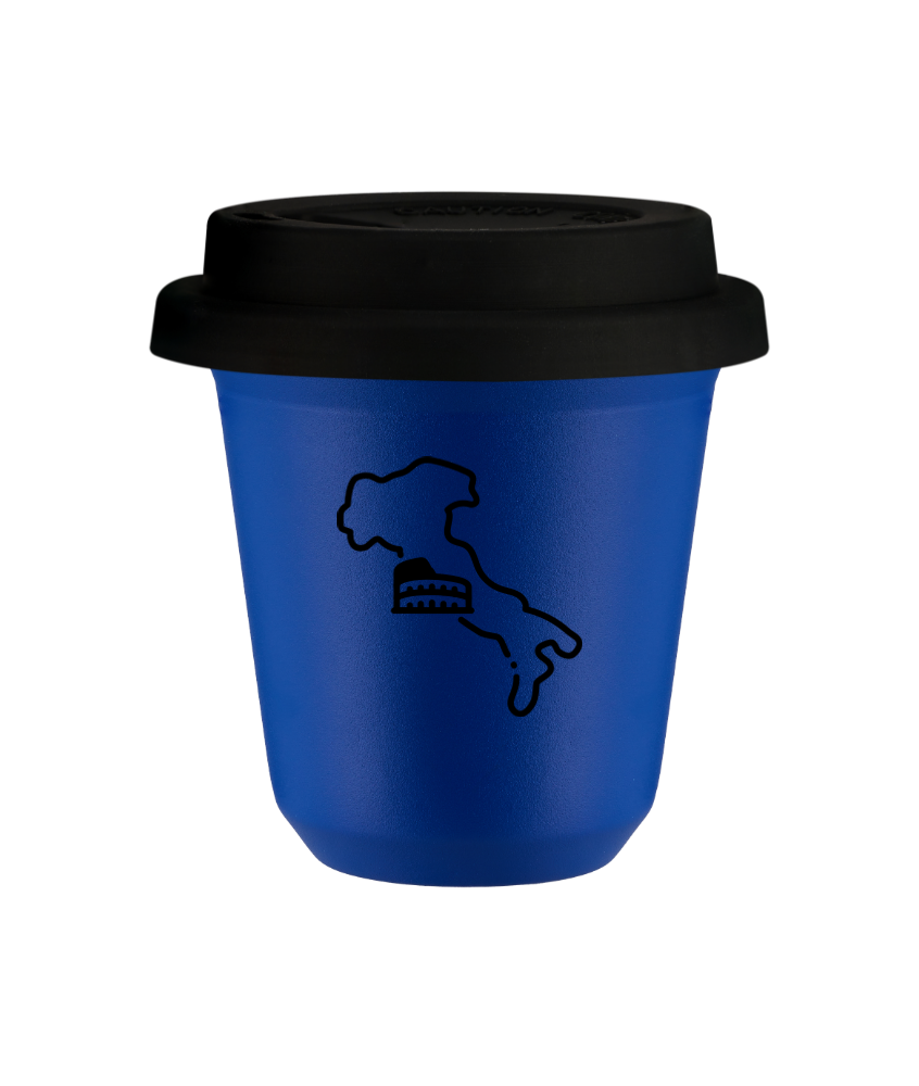 Tasse 240 ml BLEU "Italie (noir)", avec couvercle noir Tasse 240 ml BLEU "Italie (noir)", avec couvercle noir