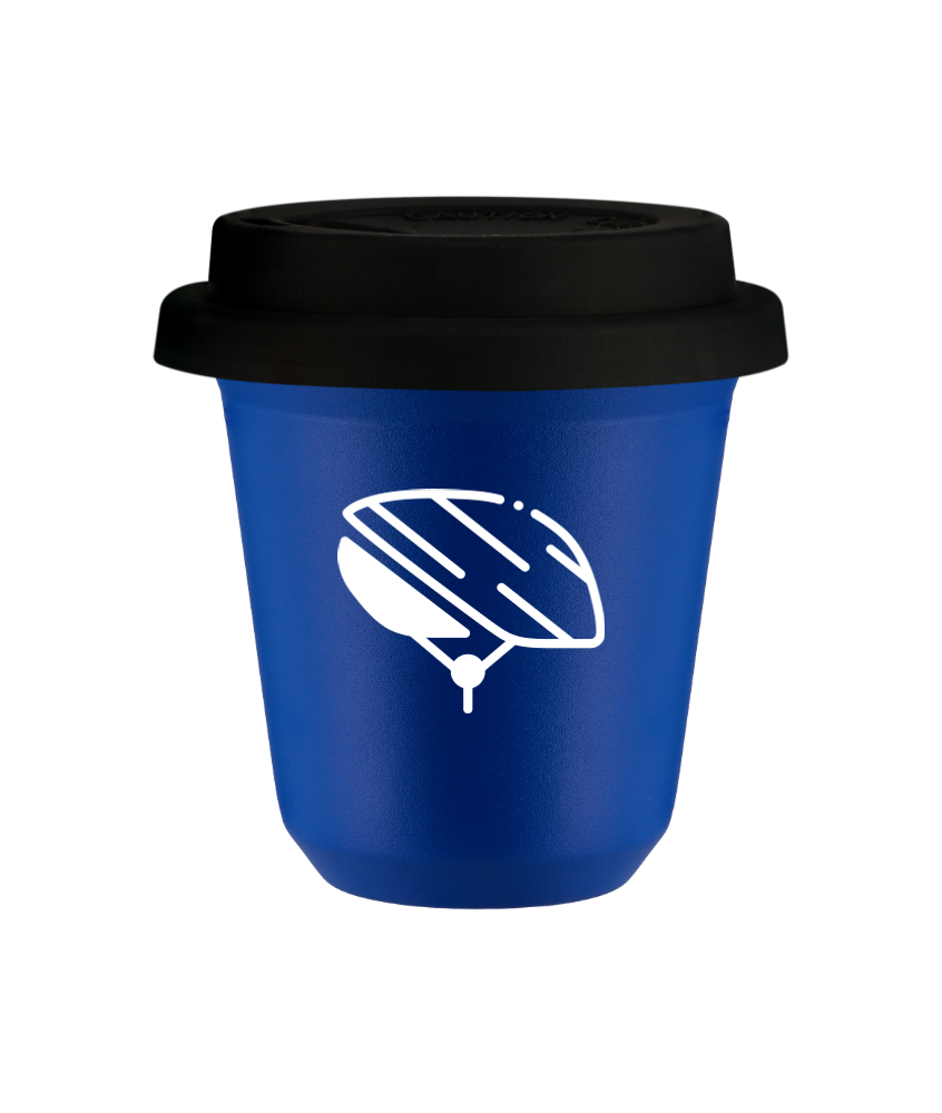 Tasse 240 ml BLEU "Casque (blanc)", avec couvercle noir Tasse 240 ml BLEU "Casque (blanc)", avec couvercle noir