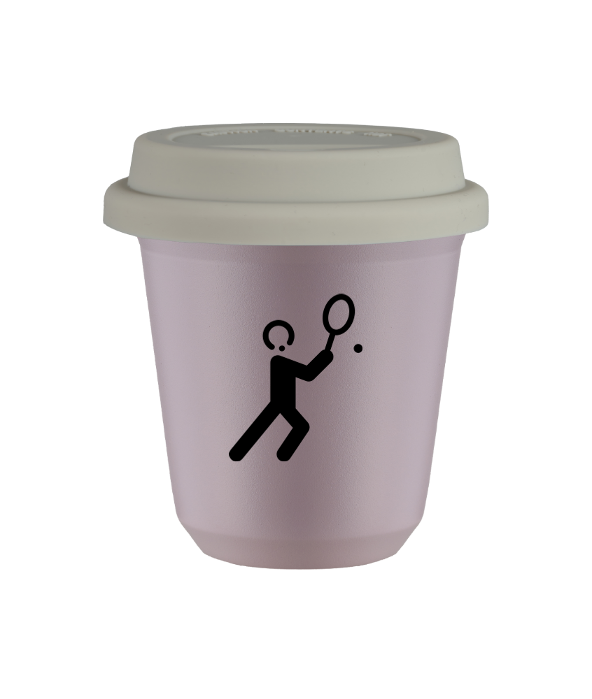 Tasse 240 ml LAVANDE "Tennis 1", avec couvercle blanc Tasse 240 ml LAVANDE "Tennis 1", avec couvercle blanc