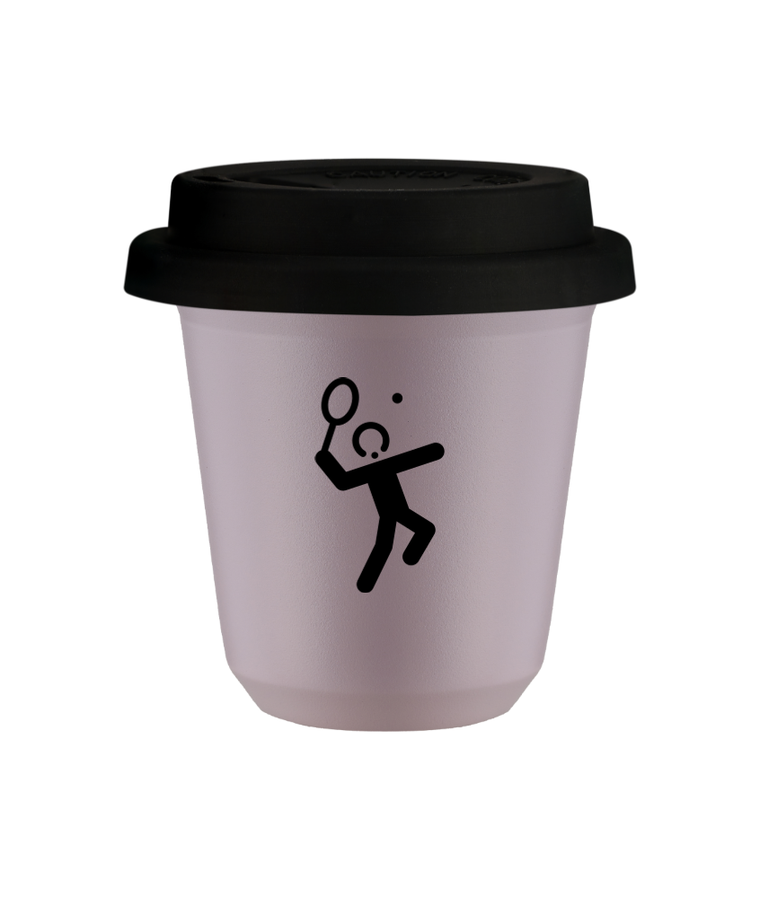 Tasse 240 ml LAVANDE "Tennis 2 (noir)", avec couvercle noir Tasse 240 ml LAVANDE "Tennis 2 (noir)", avec couvercle noir