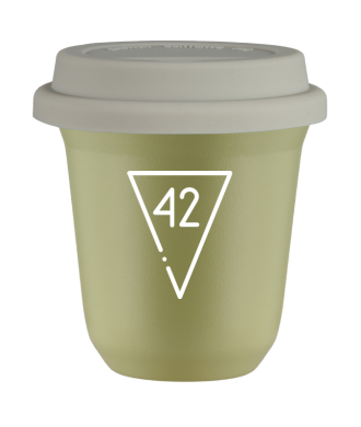 Tasse 80 ml PISTACHE "42 (blanc)", avec couvercle blanc Tasse 80 ml PISTACHE "42 (blanc)", avec couvercle blanc