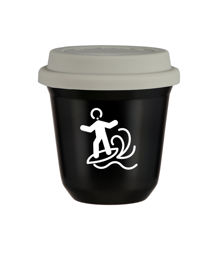 Tasse 240 ml NOIR "Planche à voile (blanc)", avec couvercle blanc Tasse 240 ml NOIR "Planche à voile (blanc)", avec couvercle blanc