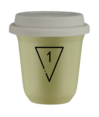 Tasse 80 ml PISTACHE "1", avec couvercle blanc Tasse 80 ml PISTACHE "1", avec couvercle blanc