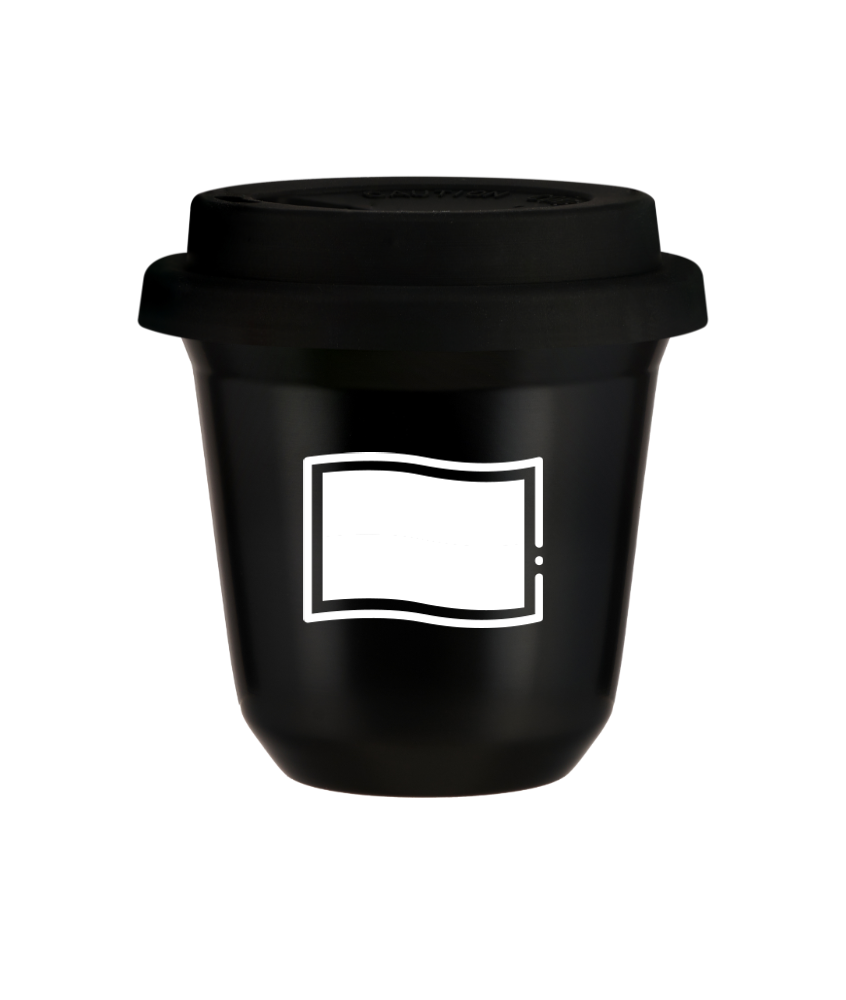Tasse 240 ml NOIR "Drapeau polonais (blanc)", avec couvercle noir
