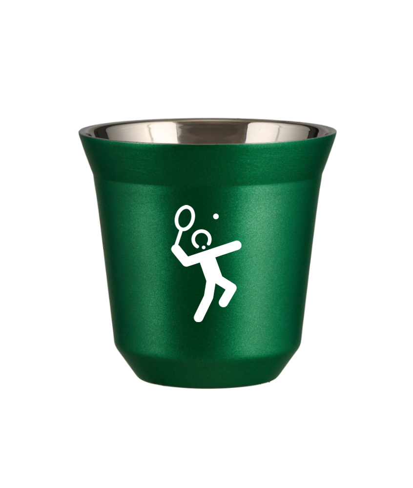 Tasse 240 ml VERT MÉTALLIQUE "Tennis 2 (blanc)" Tasse 240 ml VERT MÉTALLIQUE "Tennis 2 (blanc)"