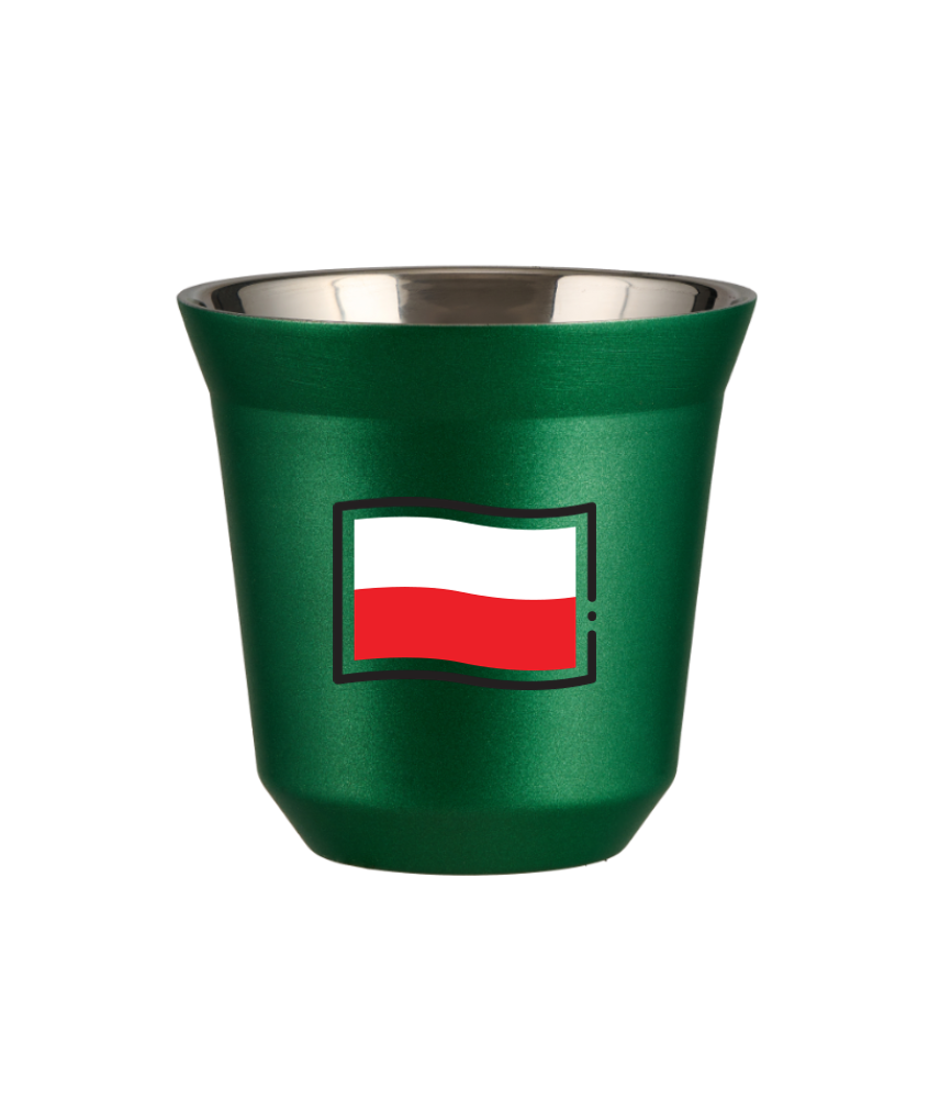 Tasse 240 ml VERT MÉTALLIQUE "Drapeau polonais" Tasse 240 ml VERT MÉTALLIQUE "Drapeau polonais"