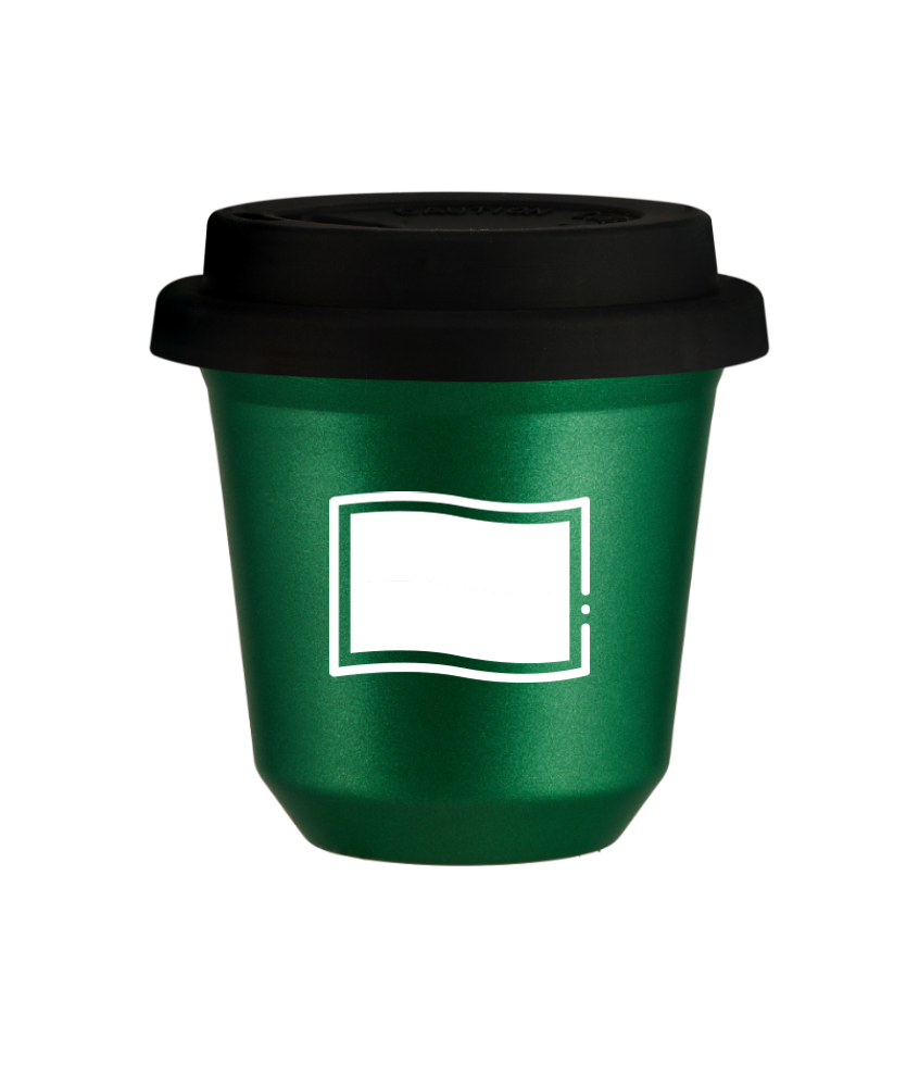 Tasse 240 ml VERT MÉTALLIQUE "Drapeau polonais (blanc)", avec couvercle noir Tasse 240 ml VERT MÉTALLIQUE "Drapeau polonais (blanc)", avec couvercle noir