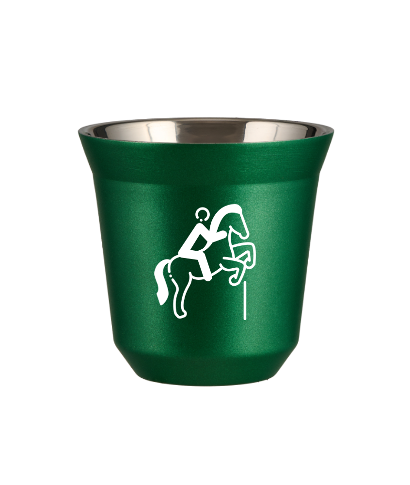 Tasse 240 ml VERT MÉTALLIQUE "Équitation 1 (blanc)" Tasse 240 ml VERT MÉTALLIQUE "Équitation 1 (blanc)"