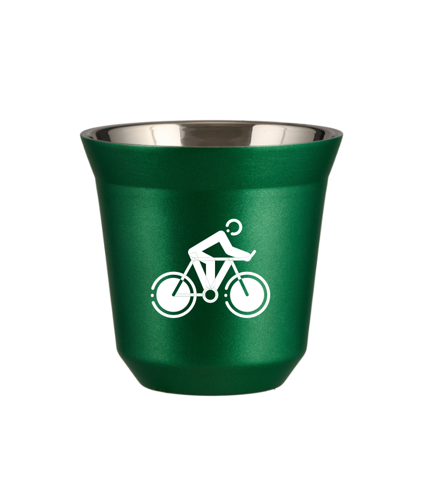 Tasse 240 ml VERT MÉTALLIQUE "Cyclisme 2 (blanc)" Tasse 240 ml VERT MÉTALLIQUE "Cyclisme 2 (blanc)"