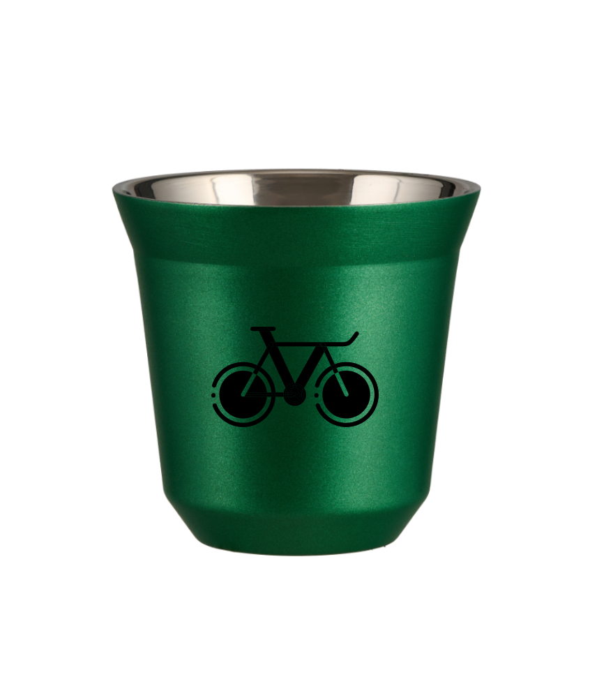 Tasse 240 ml VERT MÉTALLIQUE "Vélo 1 (noir)" Tasse 240 ml VERT MÉTALLIQUE "Vélo 1 (noir)"